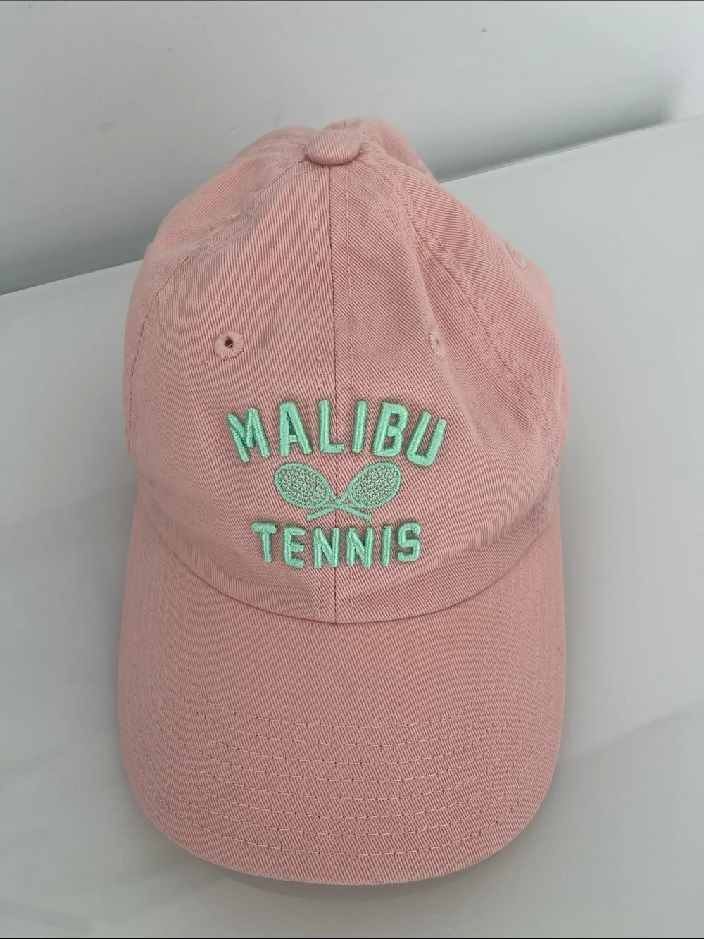 Urban Outfitters Malibu Tennis Club Pink Mint Green Embroidered Baseball Cap Hat